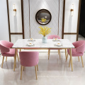 Nordic dining table and chair combination simple iron restaurant dining table small apartment marble dining table and chairs